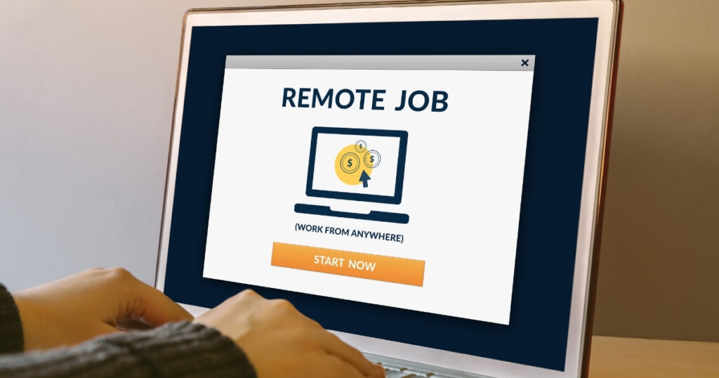 Remote job advertisement on laptop